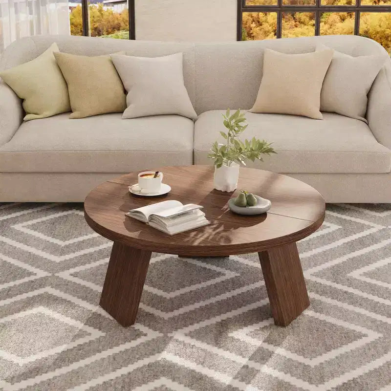 Table Basse Ronde 33.5, Table Centrale Circulaire Moderne avec Pieds Inclinés, Tables d'Appoint pour Salon, Chambre, Montage Facile