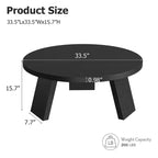 Table Basse Ronde 33.5, Table Centrale Circulaire Moderne avec Pieds Inclinés, Tables d'Appoint pour Salon, Chambre, Montage Facile