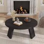 Table Basse Ronde 33.5, Table Centrale Circulaire Moderne avec Pieds Inclinés, Tables d'Appoint pour Salon, Chambre, Montage Facile