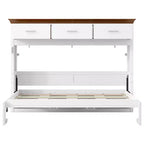 Lit escamotable double, Lit armoire double en bois avec 3 tiroirs, Lit coffre mural pliable pour chambre d'amis/bureau, Blanc