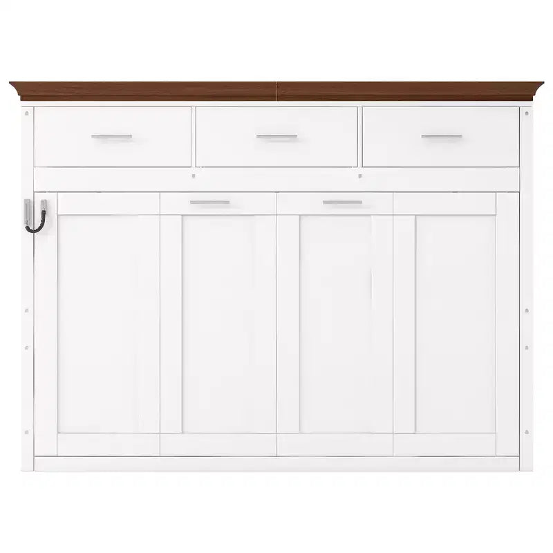 Lit escamotable double, Lit armoire double en bois avec 3 tiroirs, Lit coffre mural pliable pour chambre d'amis/bureau, Blanc