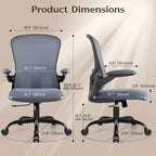 Chaises de bureau KERDOM, chaise de bureau ergonomique pour PC avec roulettes, support lombaire et hauteur réglables, chaise d'ordinateur pivotante