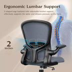Chaises de bureau KERDOM, chaise de bureau ergonomique pour PC avec roulettes, support lombaire et hauteur réglables, chaise d'ordinateur pivotante