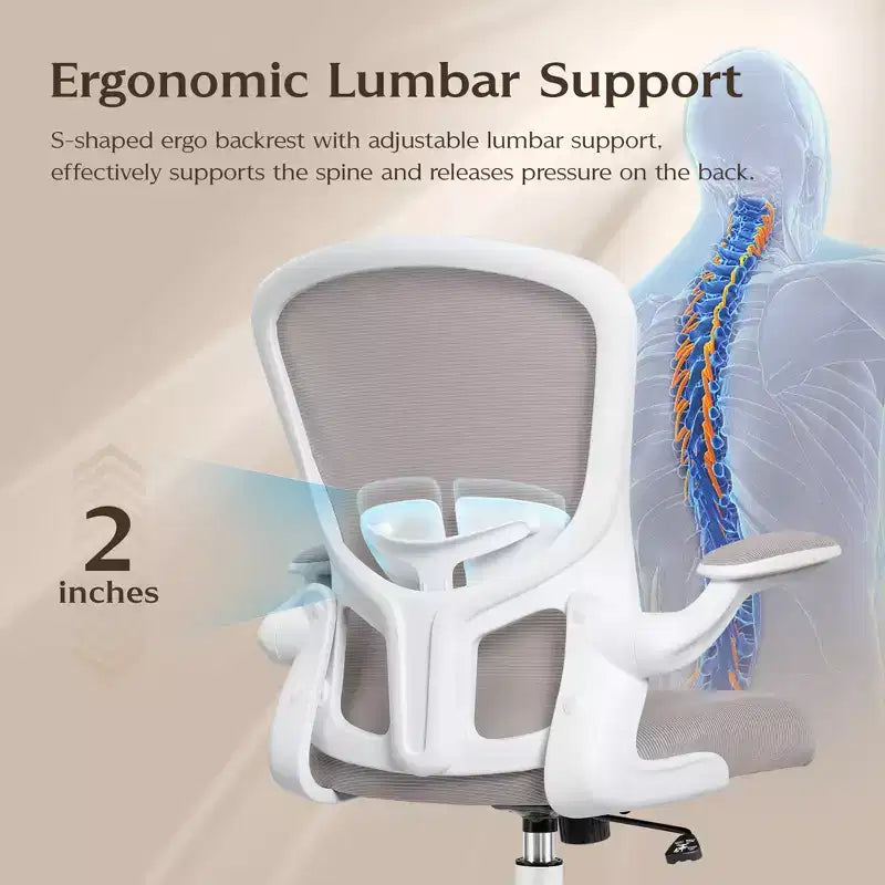 Chaises de bureau KERDOM, chaise de bureau ergonomique pour PC avec roulettes, support lombaire et hauteur réglables, chaise d'ordinateur pivotante