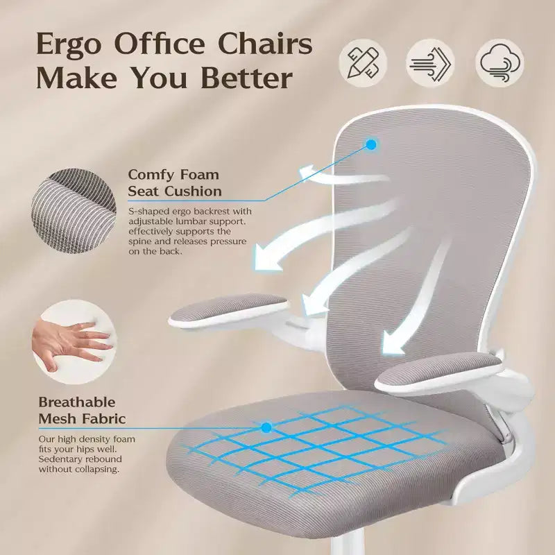 Chaises de bureau KERDOM, chaise de bureau ergonomique pour PC avec roulettes, support lombaire et hauteur réglables, chaise d'ordinateur pivotante