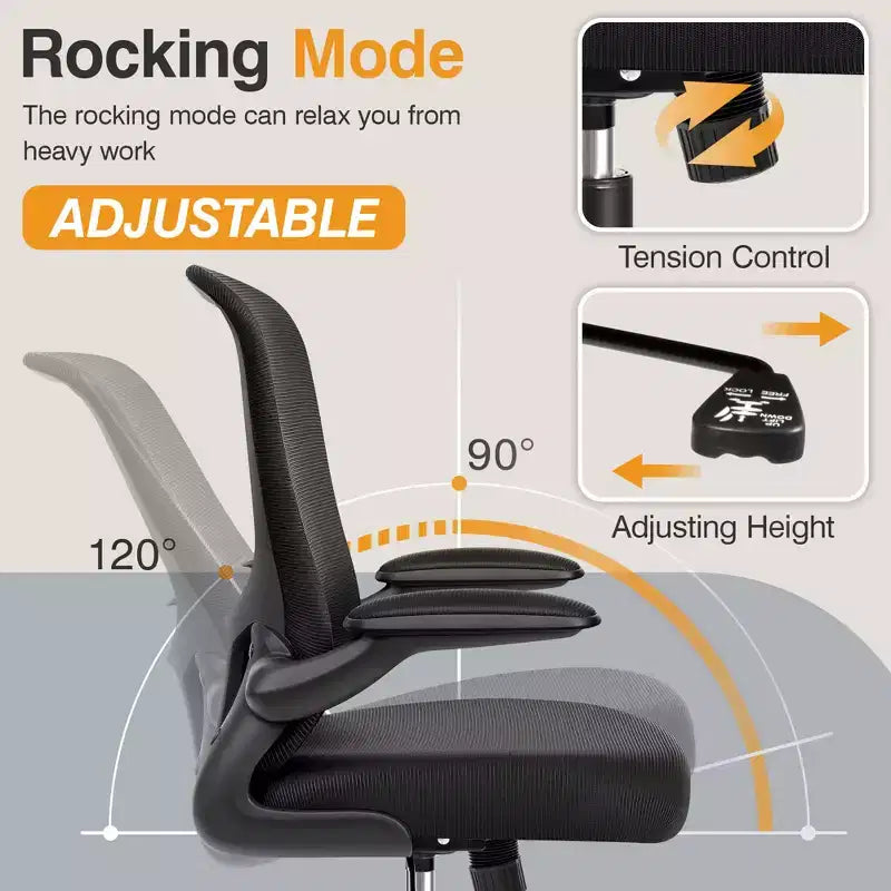 Chaises de bureau KERDOM, chaise de bureau ergonomique pour PC avec roulettes, support lombaire et hauteur réglables, chaise d'ordinateur pivotante