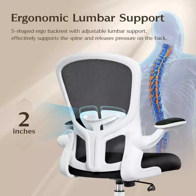 Chaises de bureau KERDOM, chaise de bureau ergonomique pour PC avec roulettes, support lombaire et hauteur réglables, chaise d'ordinateur pivotante