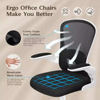 Chaises de bureau KERDOM, chaise de bureau ergonomique pour PC avec roulettes, support lombaire et hauteur réglables, chaise d'ordinateur pivotante