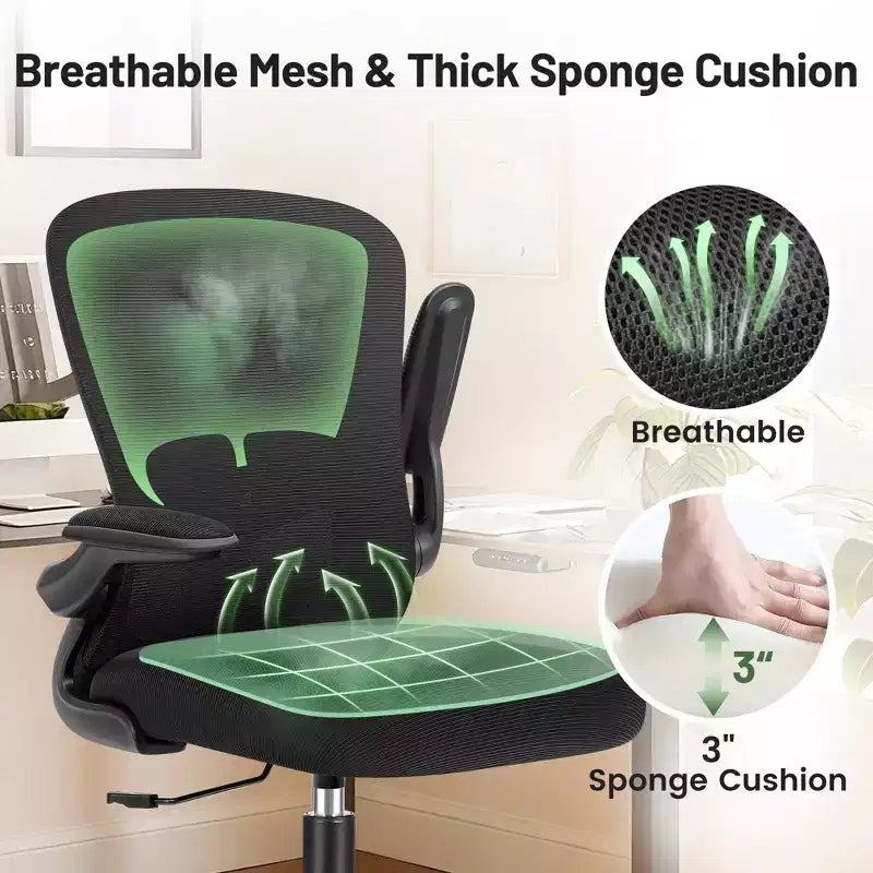 Chaises de bureau KERDOM, chaise de bureau ergonomique pour PC avec roulettes, support lombaire et hauteur réglables, chaise d'ordinateur pivotante