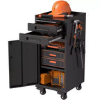 VIYET 34 Servante d'Atelier Étroite - Rangement Compact Fin à 2 Tiroirs avec Porte Verrouillable, Noir