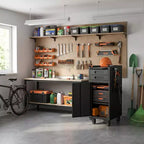 VIYET 34 Servante d'Atelier Étroite - Rangement Compact Fin à 2 Tiroirs avec Porte Verrouillable, Noir