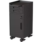 VIYET 34 Servante d'Atelier Étroite - Rangement Compact Fin à 2 Tiroirs avec Porte Verrouillable, Noir