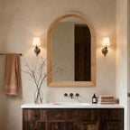 Miroir Mural Cintrée en Bois, Miroir Décoratif Rustique 24 x 35 pour Salle de Bain, Coiffeuse, Salon-Panipeachy
