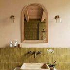 Miroir Mural Cintrée en Bois, Miroir Décoratif Rustique 24 x 35 pour Salle de Bain, Coiffeuse, Salon-Panipeachy