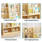 Étagère à livres pour enfants à 4 niveaux en bois avec rangement de jouets, présentoir de livres frontal pour chambre d'enfant, naturelle