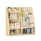 Étagère à livres pour enfants à 4 niveaux en bois avec rangement de jouets, présentoir de livres frontal pour chambre d'enfant, naturelle