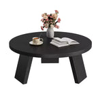 Table basse ronde moderne de 33,5 po, table basse en bois, table d'appoint de canapé avec pieds inclinés, table d'appoint de cocktail pour salon et bureau
