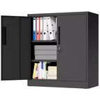Armoire de rangement métallique à 2 portes VIYET 35, armoire en acier robuste verrouillable avec 2 étagères réglables (organiseur pour maison/bureau/garage)