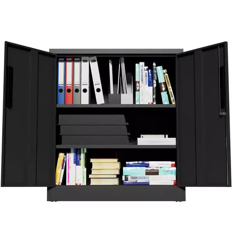 Armoire de rangement métallique à 2 portes VIYET 35, armoire en acier robuste verrouillable avec 2 étagères réglables (organiseur pour maison/bureau/garage)