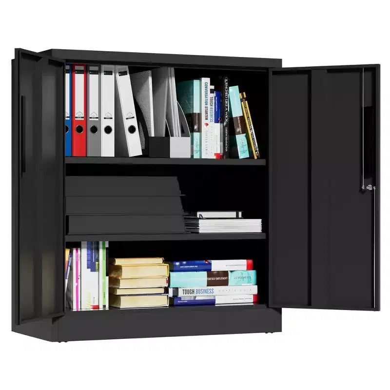 Armoire de rangement métallique à 2 portes VIYET 35, armoire en acier robuste verrouillable avec 2 étagères réglables (organiseur pour maison/bureau/garage)