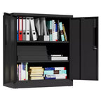 Armoire de rangement métallique à 2 portes VIYET 35, armoire en acier robuste verrouillable avec 2 étagères réglables (organiseur pour maison/bureau/garage)