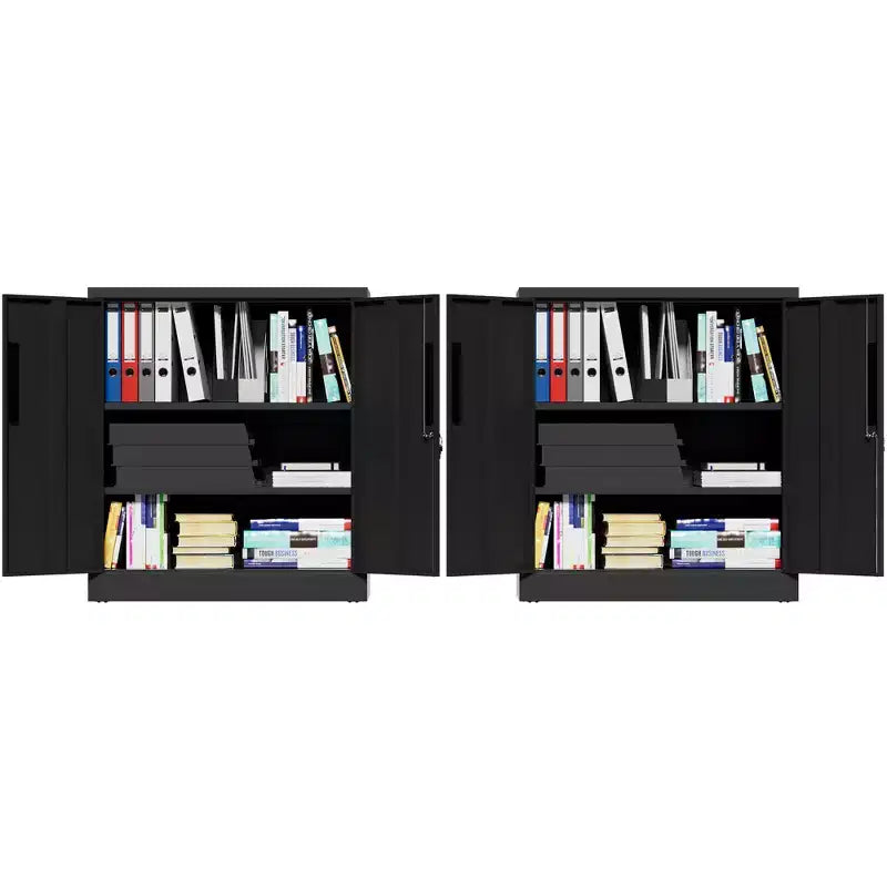 Armoire de rangement métallique à 2 portes VIYET 35, armoire en acier robuste verrouillable avec 2 étagères réglables (organiseur pour maison/bureau/garage)