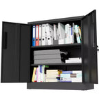 Armoire de rangement métallique à 2 portes VIYET 35, armoire en acier robuste verrouillable avec 2 étagères réglables (organiseur pour maison/bureau/garage)