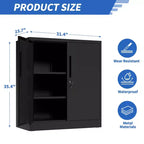 Armoire de rangement métallique à 2 portes VIYET 35, armoire en acier robuste verrouillable avec 2 étagères réglables (organiseur pour maison/bureau/garage)