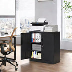 Armoire de rangement métallique à 2 portes VIYET 35, armoire en acier robuste verrouillable avec 2 étagères réglables (organiseur pour maison/bureau/garage)