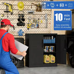 Armoire de rangement métallique à 2 portes VIYET 35, armoire en acier robuste verrouillable avec 2 étagères réglables (organiseur pour maison/bureau/garage)