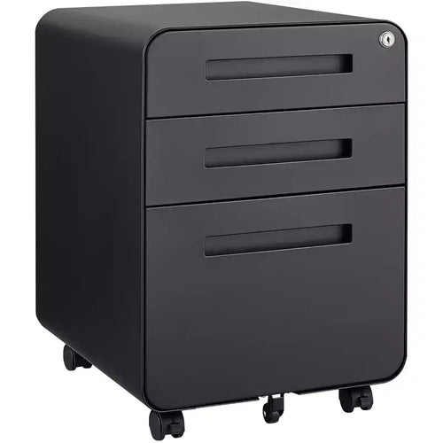 3-Drawer Mobile File Cabinet with Lock C Fully Assembbled Under-Desk Storage for A4/Letter/Legal Files, 5-Wheel Rolling Metal Design