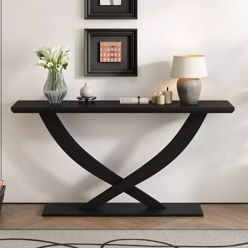 Console d'entrée rustique moderne Whisen 57'', table d'appoint pour couloir, table de canapé mince avec pieds croisés, construction robuste
