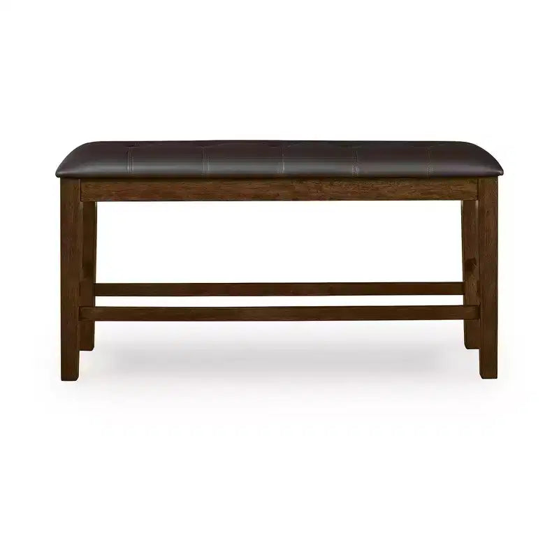 Banc de salle à manger rembourré Signature Design by Ashley Ralene, hauteur comptoir, siège en similicuir, fini brun moyen
