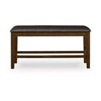 Banc de salle à manger rembourré Signature Design by Ashley Ralene, hauteur comptoir, siège en similicuir, fini brun moyen