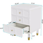 Table de chevet Lantine avec 3 tiroirs, table de chevet blanche et dorée, petite commode moderne, tables d'appoint de canapé avec rangement pour dortoir, chambre à coucher
