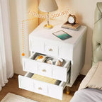 Table de chevet Lantine avec 3 tiroirs, table de chevet blanche et dorée, petite commode moderne, tables d'appoint de canapé avec rangement pour dortoir, chambre à coucher
