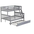 Lit superposé jumeau sur grand, détachable, avec lit gigogne pour enfants et adolescents, lit superposé en bois avec échelle et garde-corps, séparable en 2 lits.