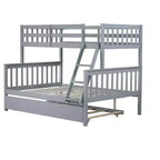Lit superposé jumeau sur grand, détachable, avec lit gigogne pour enfants et adolescents, lit superposé en bois avec échelle et garde-corps, séparable en 2 lits.