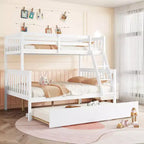 Lit superposé jumeau sur grand, détachable, avec lit gigogne pour enfants et adolescents, lit superposé en bois avec échelle et garde-corps, séparable en 2 lits.