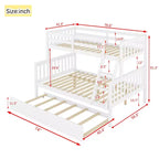 Lit superposé jumeau sur grand, détachable, avec lit gigogne pour enfants et adolescents, lit superposé en bois avec échelle et garde-corps, séparable en 2 lits.