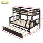Lit superposé jumeau sur grand, détachable, avec lit gigogne pour enfants et adolescents, lit superposé en bois avec échelle et garde-corps, séparable en 2 lits.