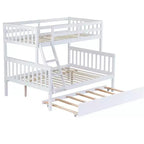 Lit superposé jumeau sur grand, détachable, avec lit gigogne pour enfants et adolescents, lit superposé en bois avec échelle et garde-corps, séparable en 2 lits.