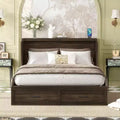 MAYEERTY Queen Size Framhouse Murphy Cabinet Bed with Charging Station Foldable Platform Storage Drawer for Bedroom Rustic Gray