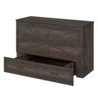 MAYEERTY Lit escamotable de style fermier pour grand lit avec station de recharge Tiroir de rangement pliable pour chambre à coucher Gris rustique