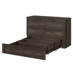 MAYEERTY Lit escamotable de style fermier pour grand lit avec station de recharge Tiroir de rangement pliable pour chambre à coucher Gris rustique