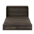 MAYEERTY Lit escamotable de style fermier pour grand lit avec station de recharge Tiroir de rangement pliable pour chambre à coucher Gris rustique