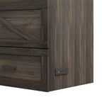 MAYEERTY Lit escamotable de style fermier pour grand lit avec station de recharge Tiroir de rangement pliable pour chambre à coucher Gris rustique