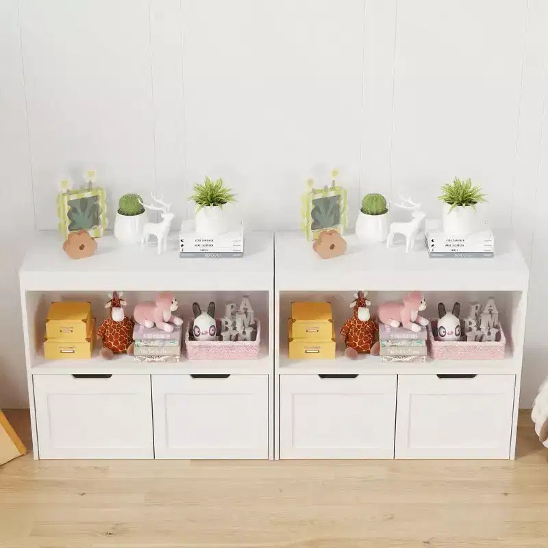 Organisateur de rangement 8 casiers de rangement, bacs à jouets amovibles, organisateur de livres à 4 niveaux et 2 armoires de rangement pour salle de jeux, chambre d'enfant