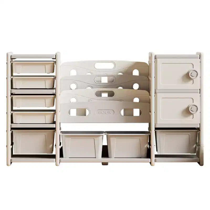 Organisateur de rangement 8 casiers de rangement, bacs à jouets amovibles, organisateur de livres à 4 niveaux et 2 armoires de rangement pour salle de jeux, chambre d'enfant
