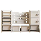 Organisateur de rangement 8 casiers de rangement, bacs à jouets amovibles, organisateur de livres à 4 niveaux et 2 armoires de rangement pour salle de jeux, chambre d'enfant